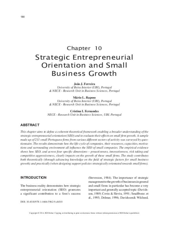 (PDF) Strategic Entrepreneurial Orientation and Small Business Growth