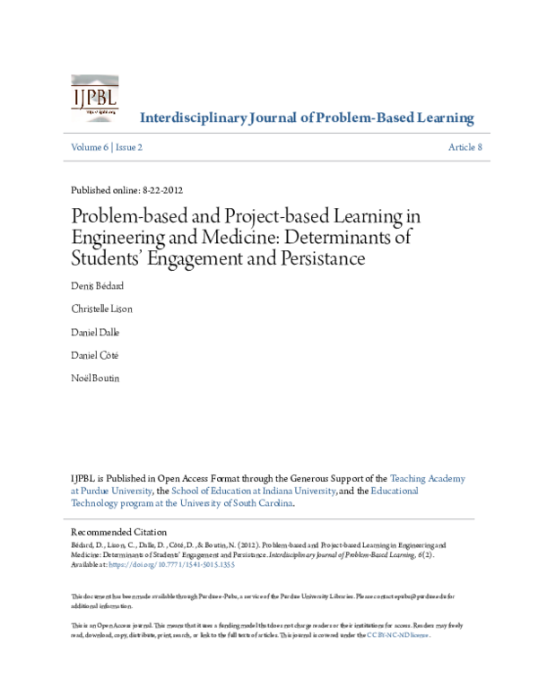  pdf problem based and project based learning in engineering and