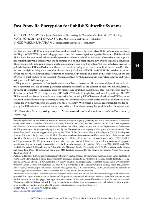 (PDF) Fast Proxy Re-Encryption for Publish/Subscribe Systems