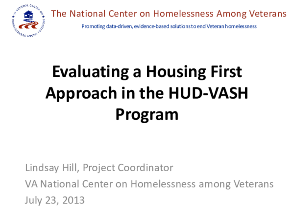 (PDF) Evaluating a housing first approach in the hud-vash program