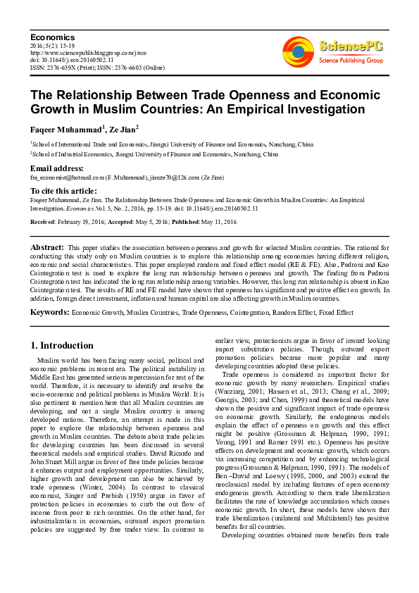 (PDF) The Relationship Between Trade Openness and Economic Growth in ...