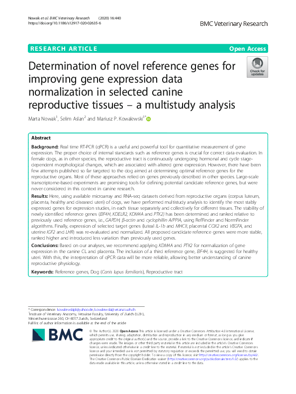(PDF) Determination of novel reference genes for improving gene ...