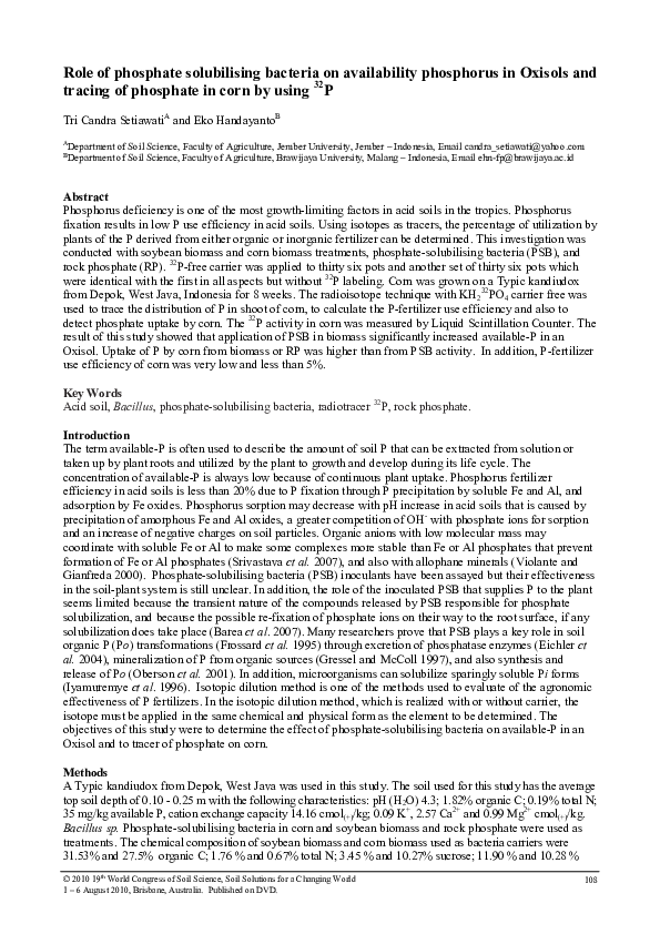 (PDF) Role of phosphate solubilising bacteria on availability ...