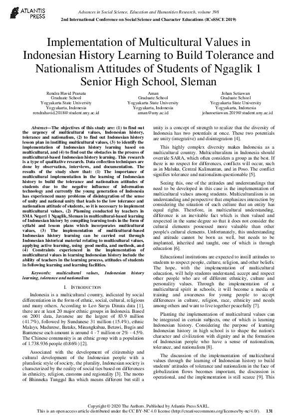 (PDF) Implementation of Multicultural Values in Indonesian History ...