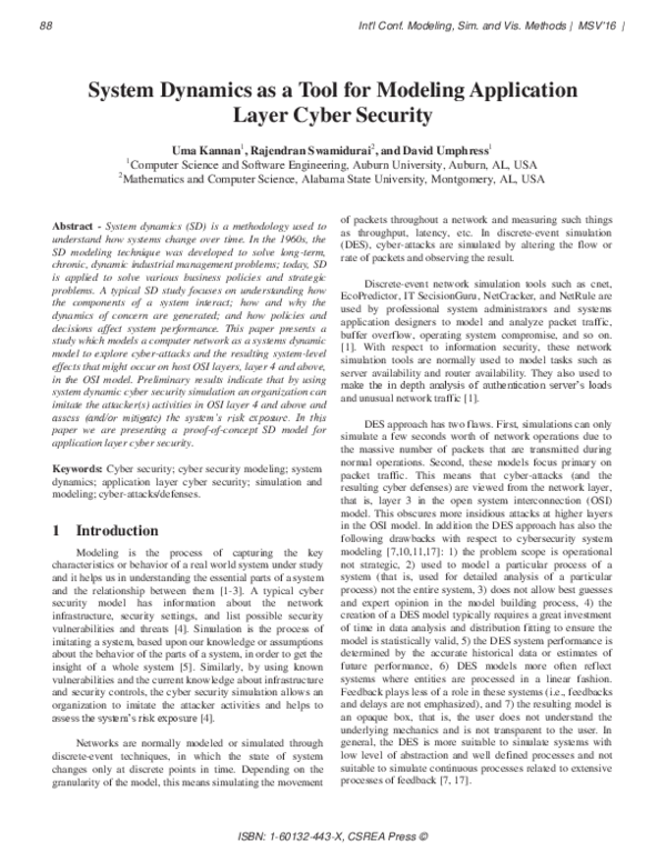 (PDF) System Dynamics as a Tool for Modeling Application Layer Cyber ...
