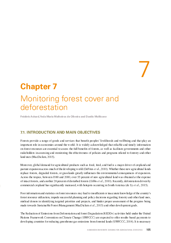 (PDF) Chapter 7 Monitoring forest cover and deforestation