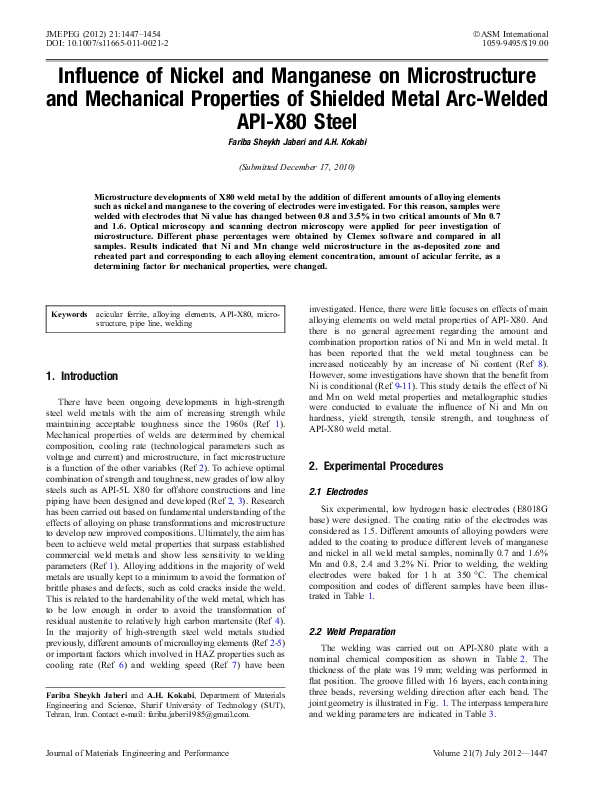 (PDF) Influence of Nickel and Manganese on Microstructure and ...