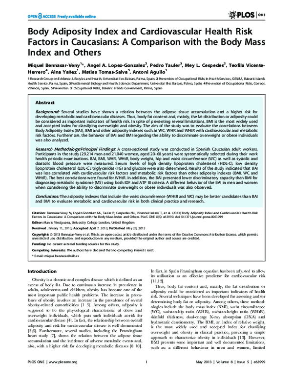 (PDF) Body Adiposity Index and Cardiovascular Health Risk Factors in ...