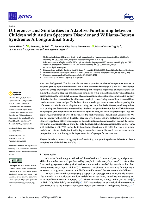 (PDF) Differences and Similarities in Adaptive Functioning between ...