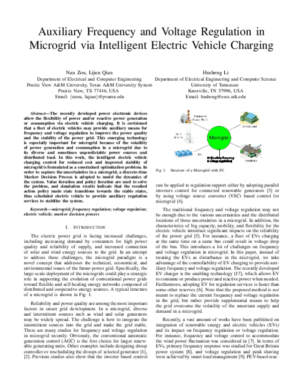 (PDF) Auxiliary frequency and voltage regulation in microgrid via ...