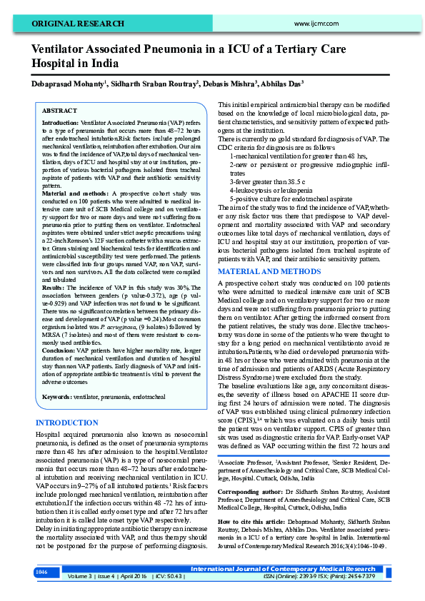 elfbar nachfüll pod läuft aus PDF) Ventilator associated pneumonia in a ICU of a tertiary care Hospital  in India