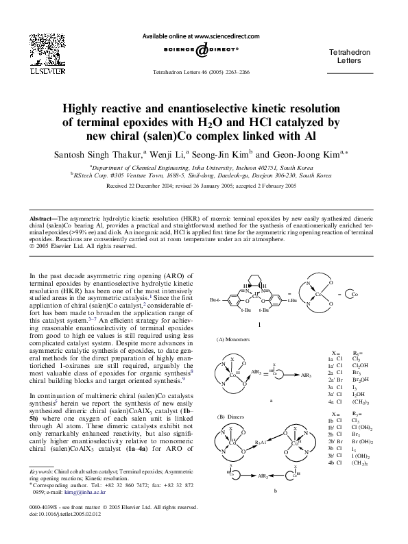 (PDF) Highly reactive and enantioselective kinetic resolution of ...