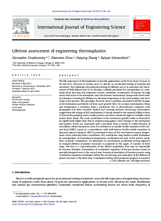 (PDF) Lifetime assessment of engineering thermoplastics