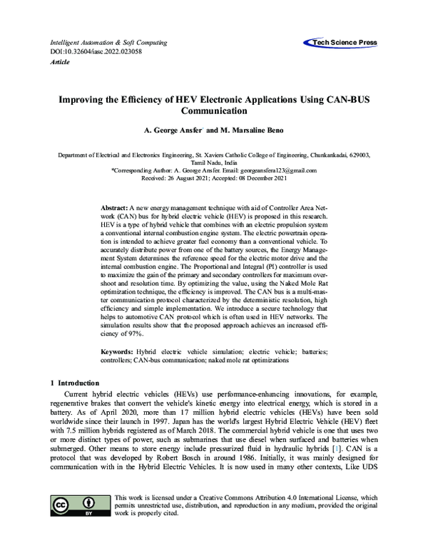 (PDF) Improving the Efficiency of HEV Electronic Applications Using CAN ...