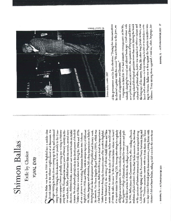 (PDF) Shimon Ballas Exile by Choice
