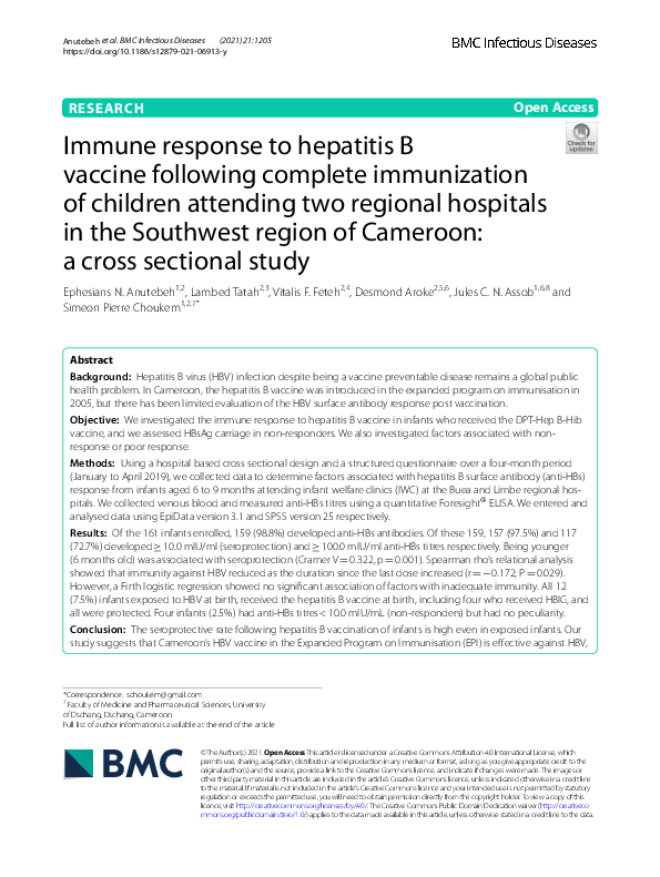 (PDF) Immune response to hepatitis B vaccine following complete ...