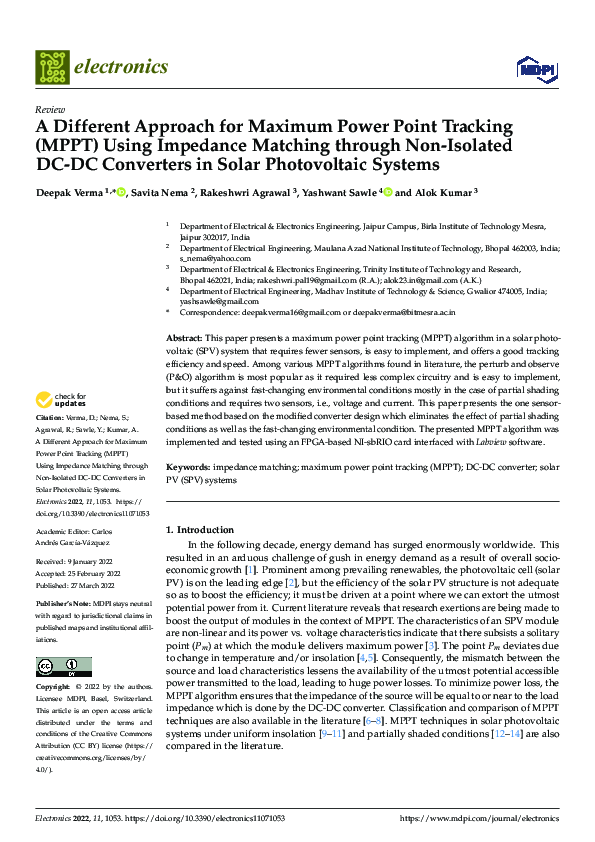 (PDF) A Different Approach for Maximum Power Point Tracking (MPPT ...