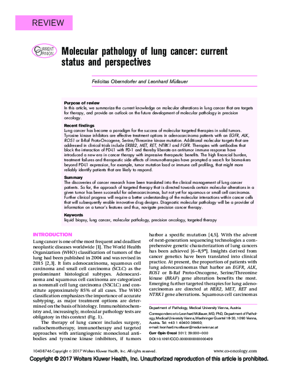 (PDF) Molecular Pathology of Lung Cancer