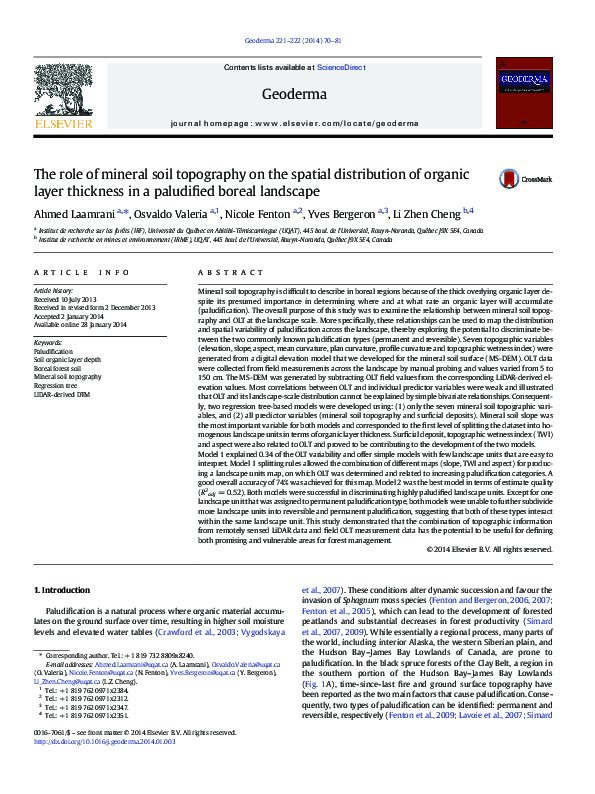 (PDF) The role of mineral soil topography on the spatial distribution ...