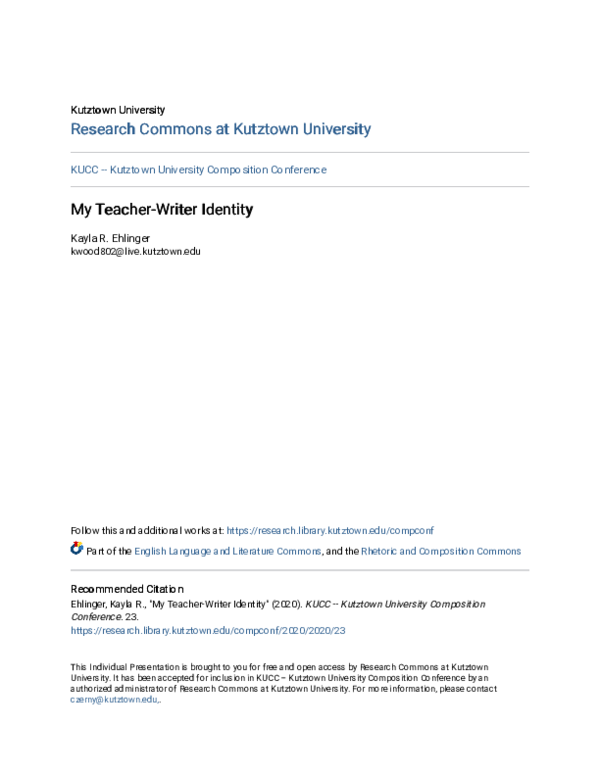 (PDF) My Teacher-Writer Identity