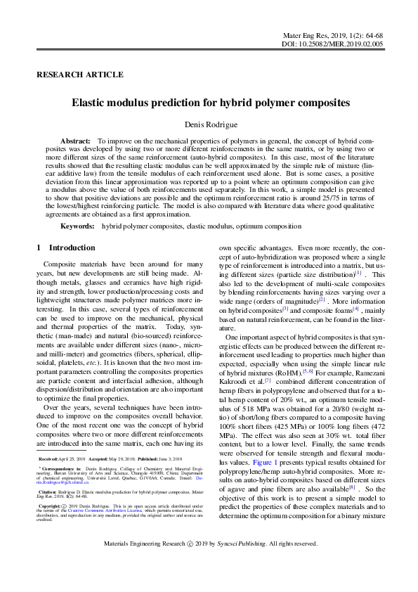 (PDF) On the elastic modulus of hybrid particle/short-fiber/polymer ...