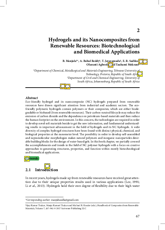 (PDF) Hydrogels and its Nanocomposites from Renewable Resources ...