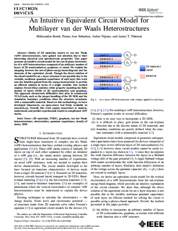 (PDF) An Intuitive Equivalent Circuit Model for Multilayer Van Der ...