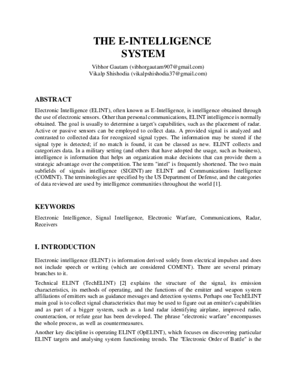 (PDF) The E-Intelligence System