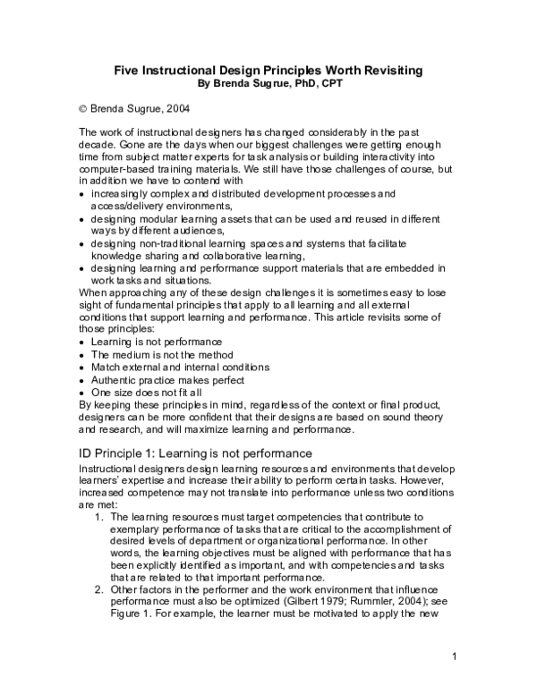 (PDF) Five Instructional Design Principles Worth Revisiting