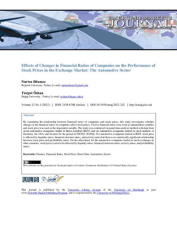 (PDF) Effects of Changes in Financial Ratios of Companies on the ...