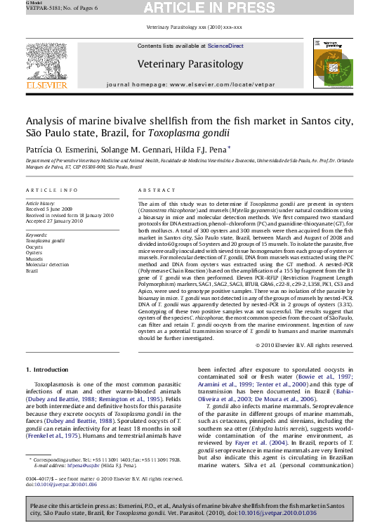 (PDF) Analysis of marine bivalve shellfish from the fish market in ...