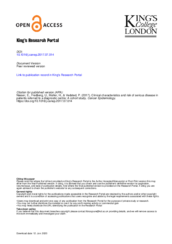 (PDF) Clinical characteristics and risk of serious disease in patients ...