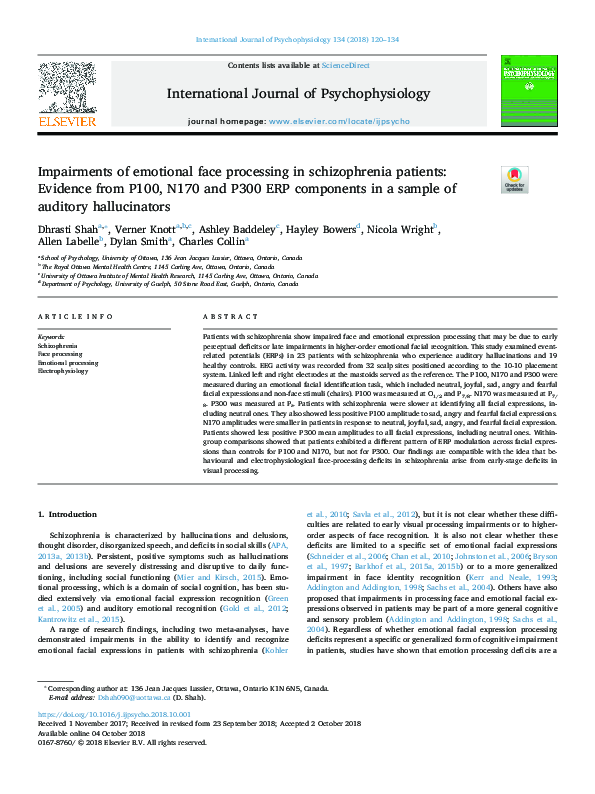 (PDF) Impairments of emotional face processing in schizophrenia ...