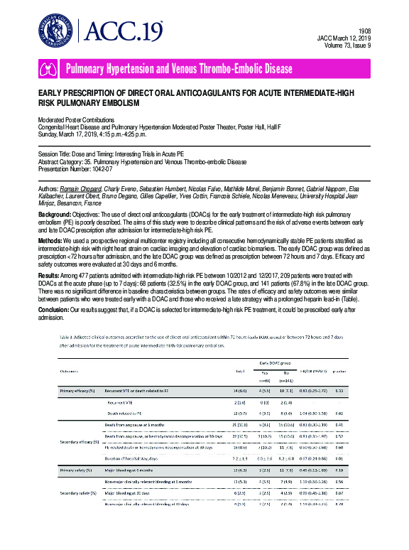 (PDF) Early Prescription of Direct Oral Anticoagulants for Acute ...
