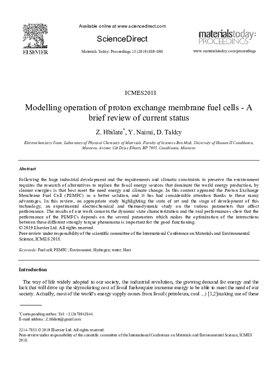 (PDF) Modelling operation of proton exchange membrane fuel cells - A ...