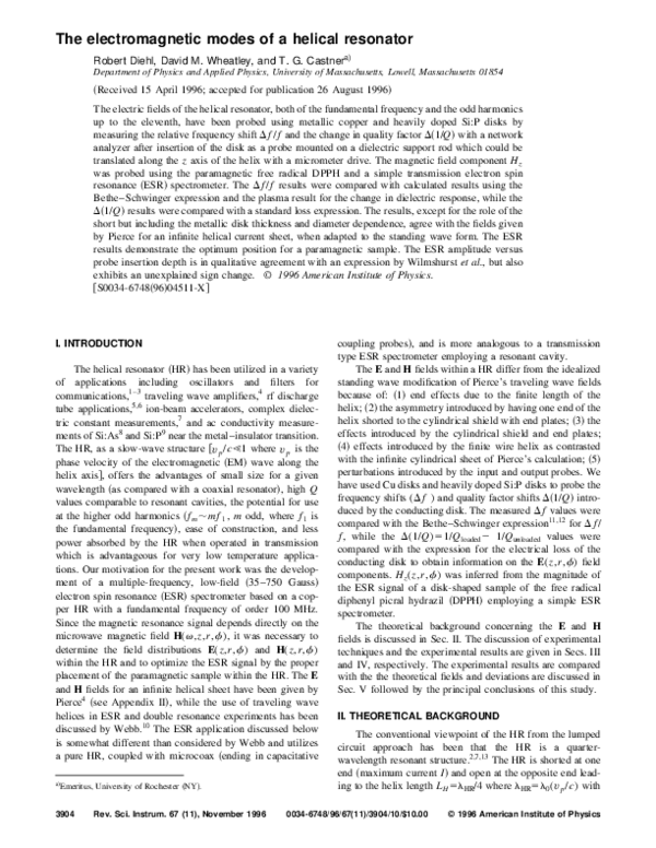 (PDF) The modes of a helical resonator Robert Diehl
