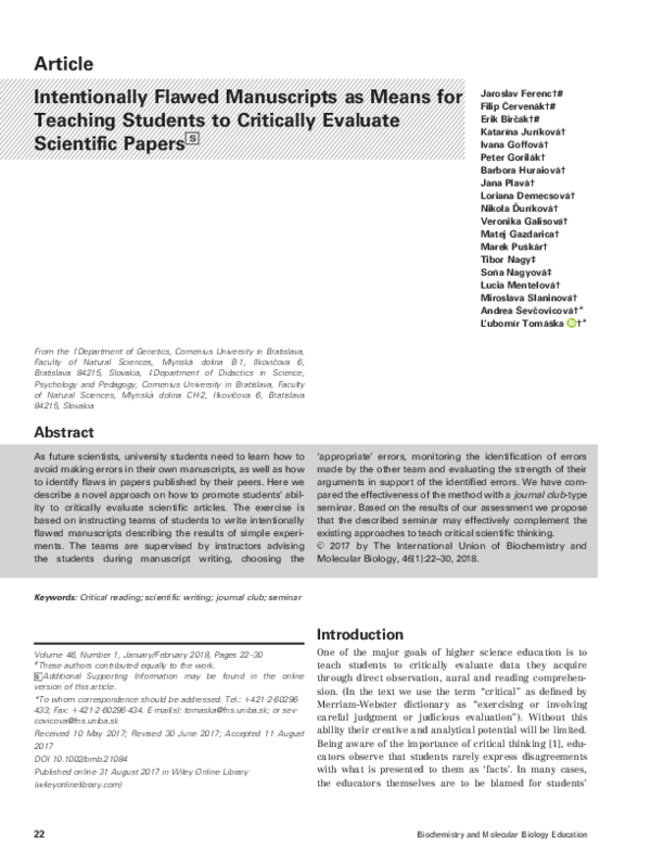 (PDF) Intentionally flawed manuscripts as means for teaching students ...