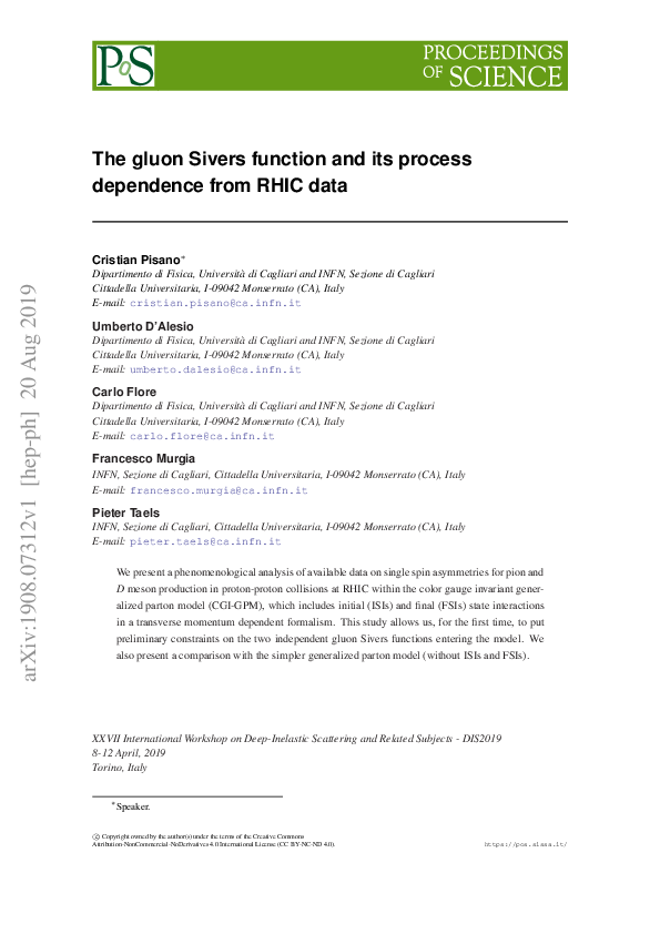 (PDF) The gluon Sivers function and its process dependence from RHIC data