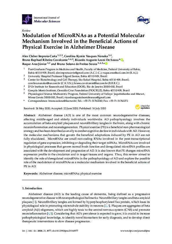 (PDF) Modulation of MicroRNAs as a Potential Molecular Mechanism ...
