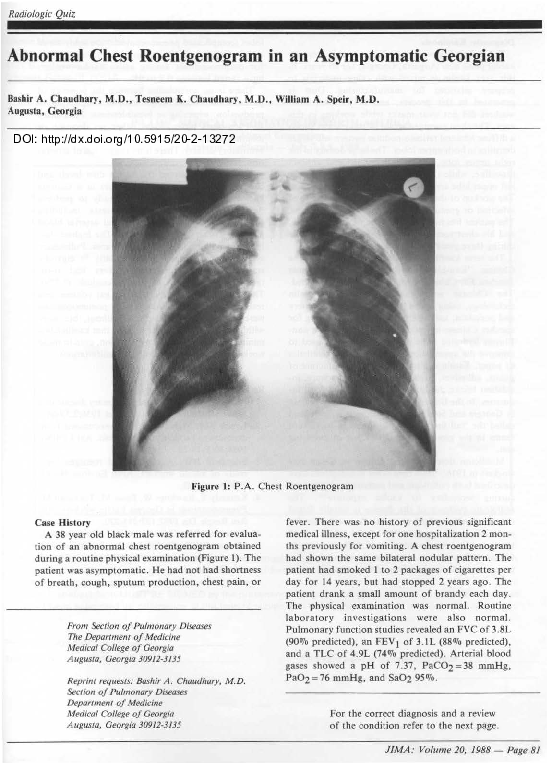 (PDF) Abnormal Chest Roentgenogram in an Asymptomatic Georgian