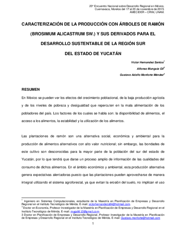 (PDF) Caracterización de la producción con árboles de Ramón (Brosimum ...