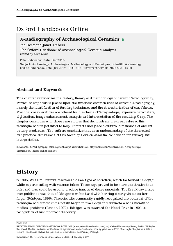 (PDF) X-Radiography of Archaeological Ceramics