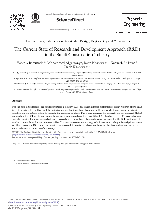 (PDF) The Current State of Research and Development Approach (R&D) in