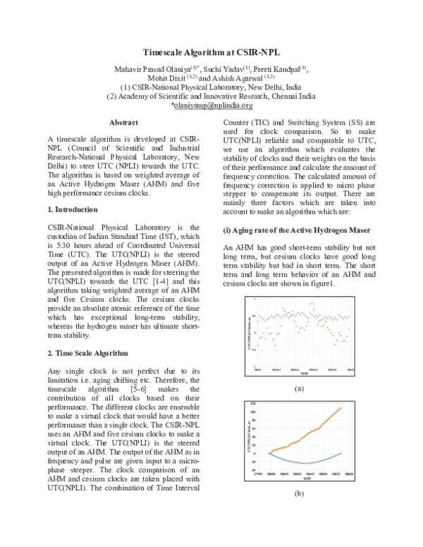 (PDF) Timescale Algorithm at CSIR-NPL