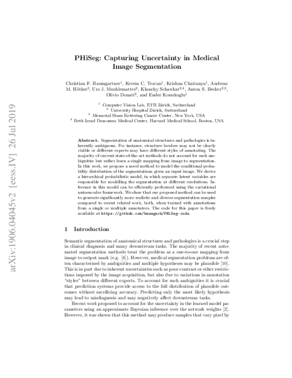 (PDF) PHiSeg: Capturing Uncertainty in Medical Image Segmentation