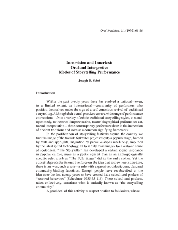 (PDF) Innervision and Innertext: Oral and Interpretive Modes of ...