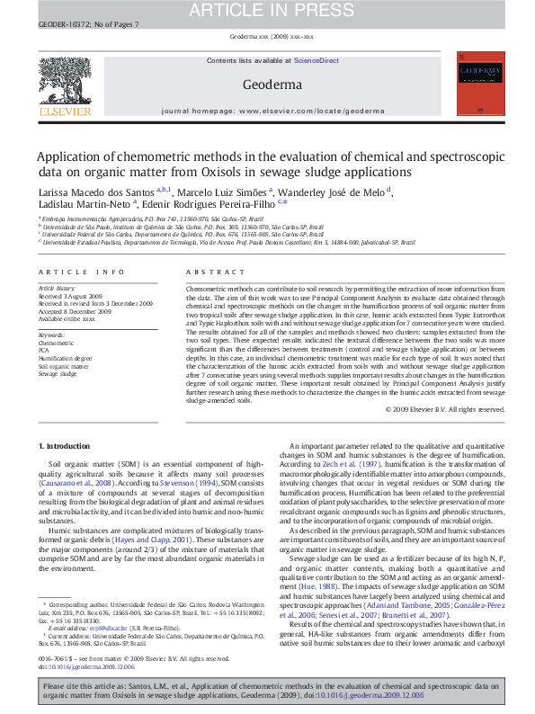 (PDF) Application of chemometric methods in the evaluation of chemical ...
