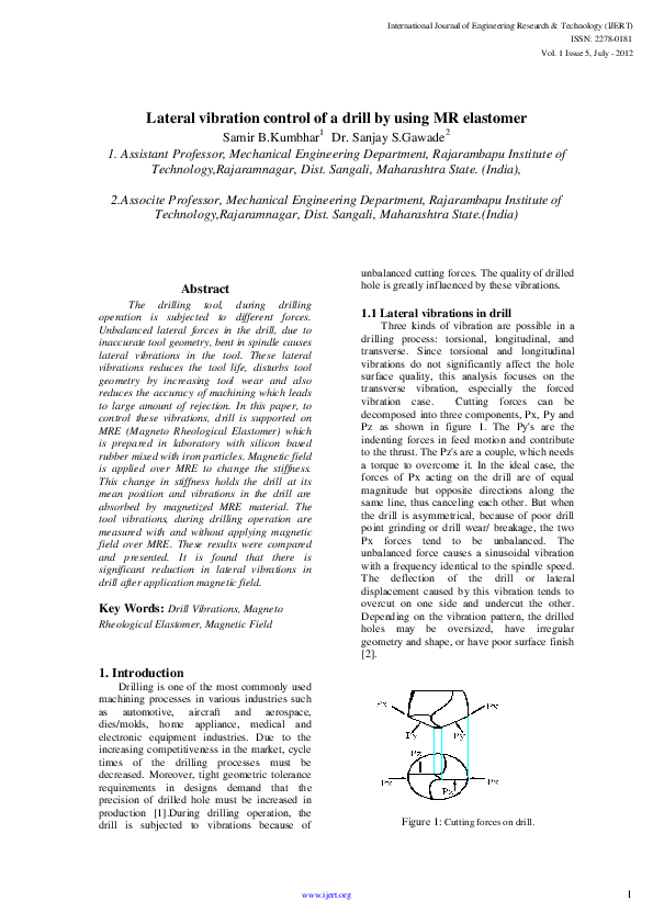 (PDF) Lateral vibration control of a drill by using MR elastomer