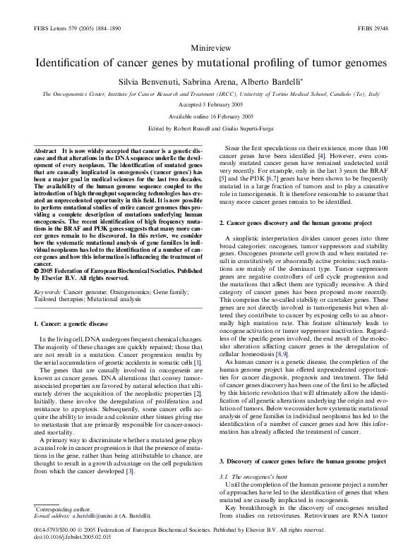 (PDF) Identification of cancer genes by mutational profiling of tumor ...