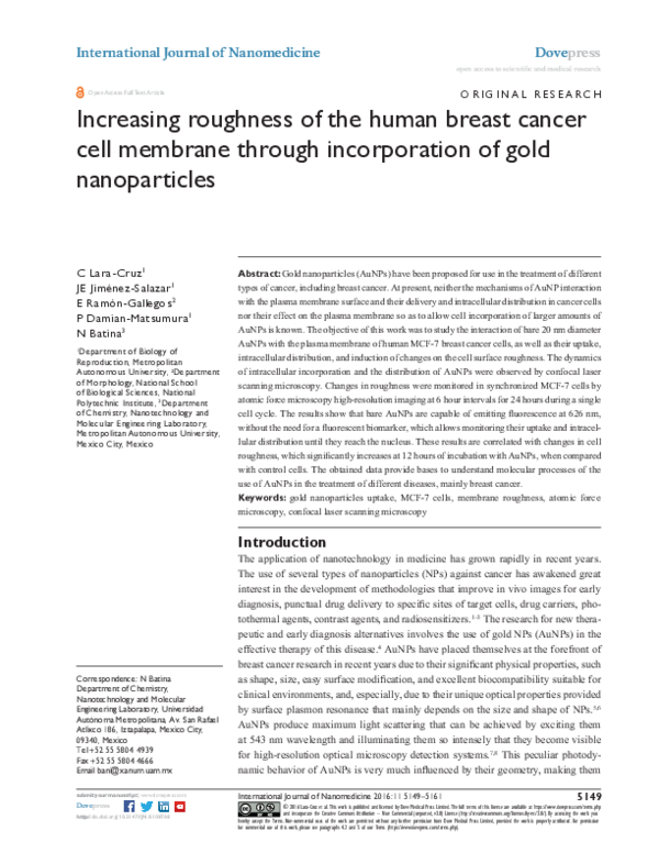 (PDF) Increasing roughness of the human breast cancer cell membrane ...